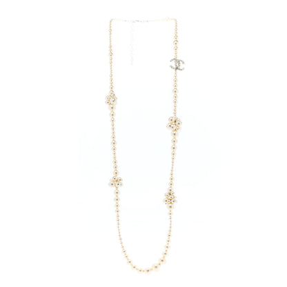 Chanel Pearl Cluster CC Long Necklace Silver 3 of 7