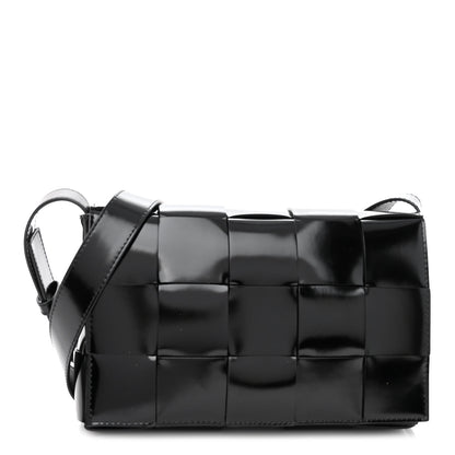 Bottega Veneta Patent Maxi Intrecciato Cassette Crossbody Bag Black 1 of 10