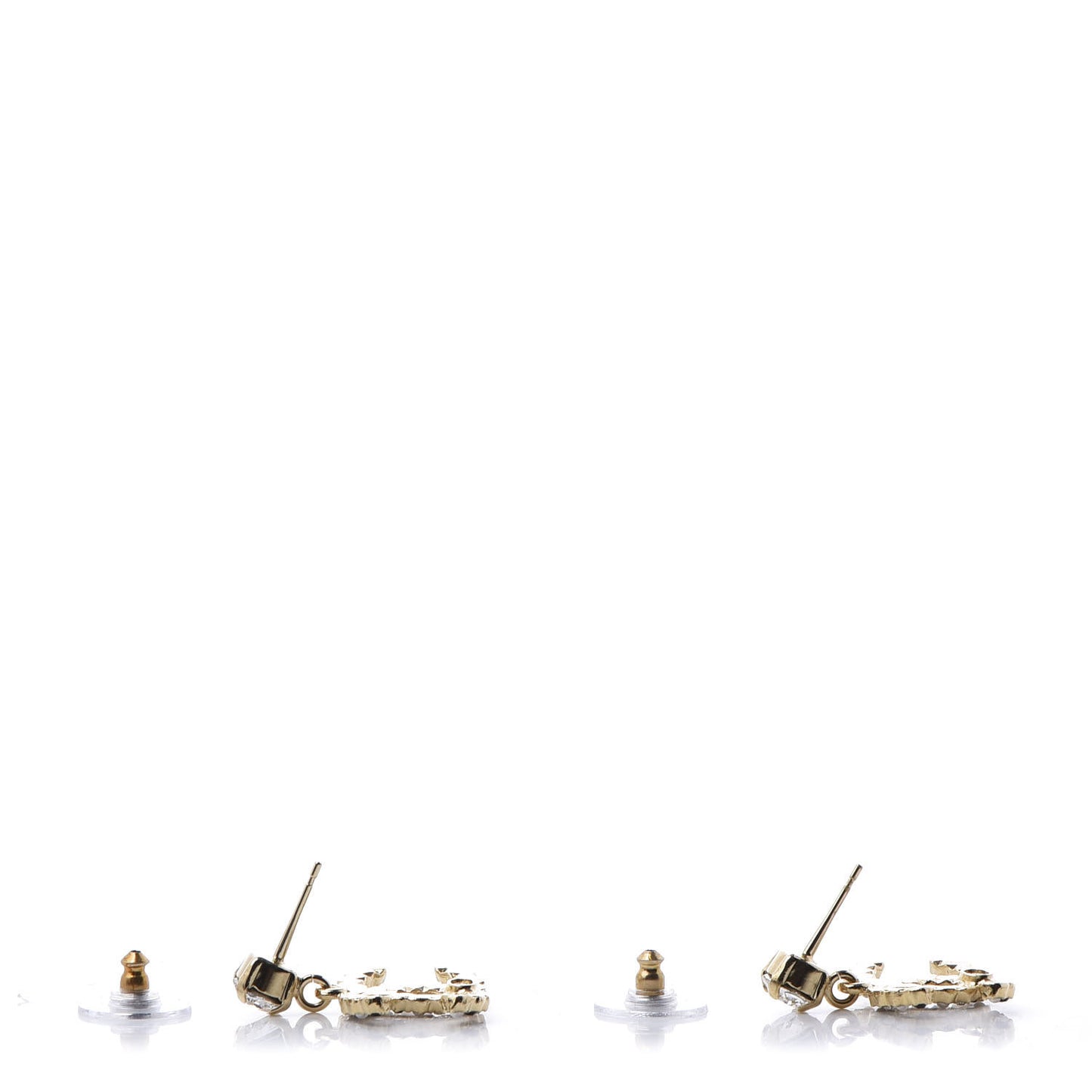 Resin Crystal Pearl CC Drop Earrings Gold Black