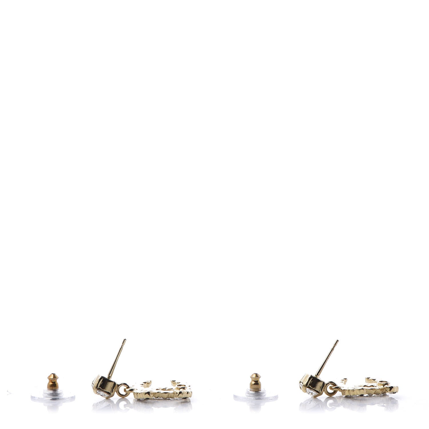 Chanel Resin Crystal Pearl CC Drop Earrings Gold Black 4 of 5