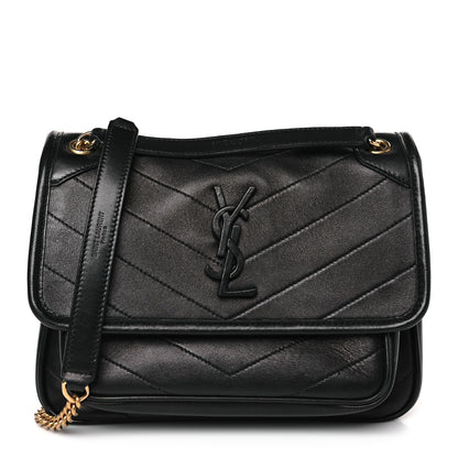 Saint Laurent Lambskin Matelasse Monogram Baby Niki Chain Satchel Black 1 of 10