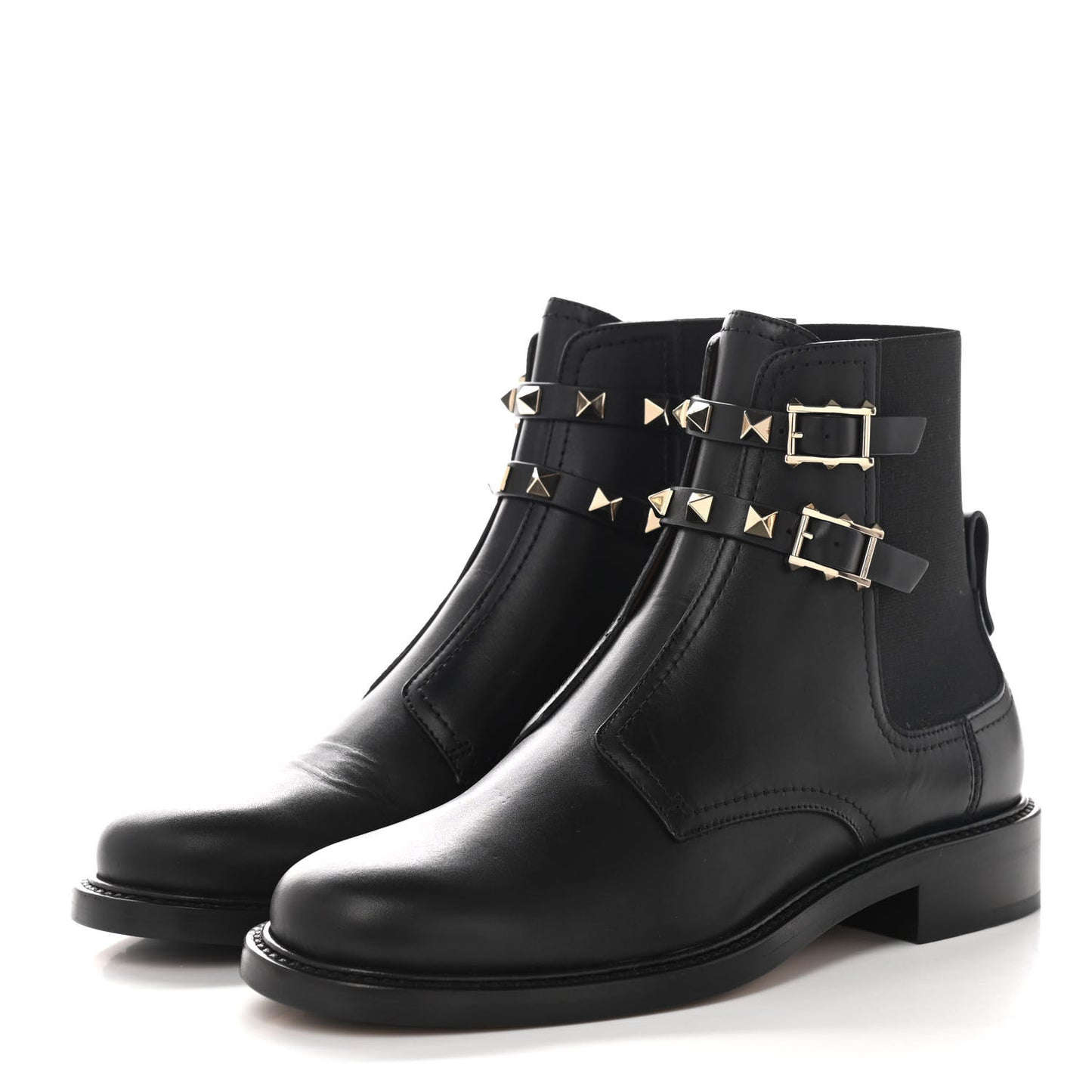 Calfskin Rockstud 20mm Ankle Boots 35 Black
