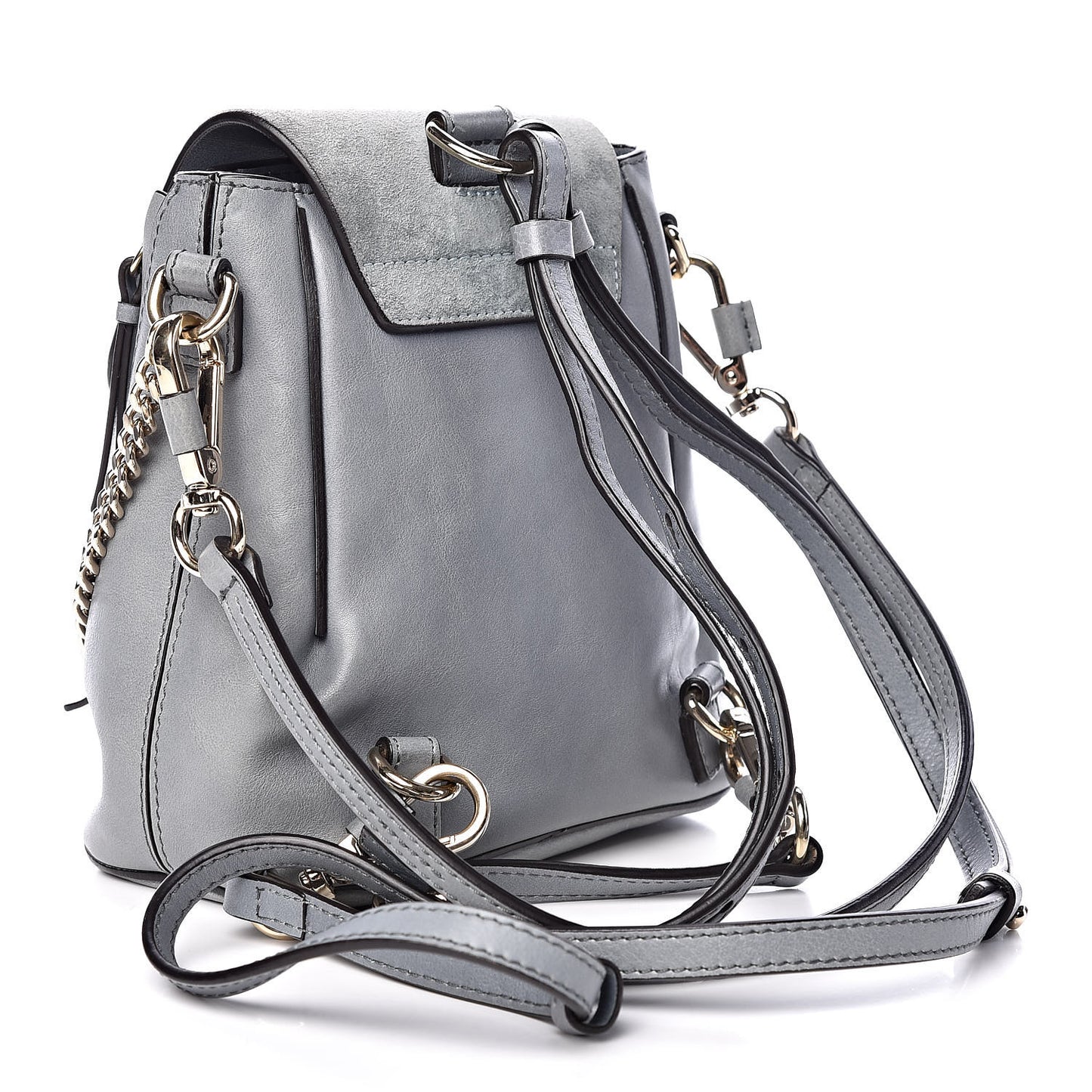 Suede Calfskin Mini Faye Backpack Cloudy Blue
