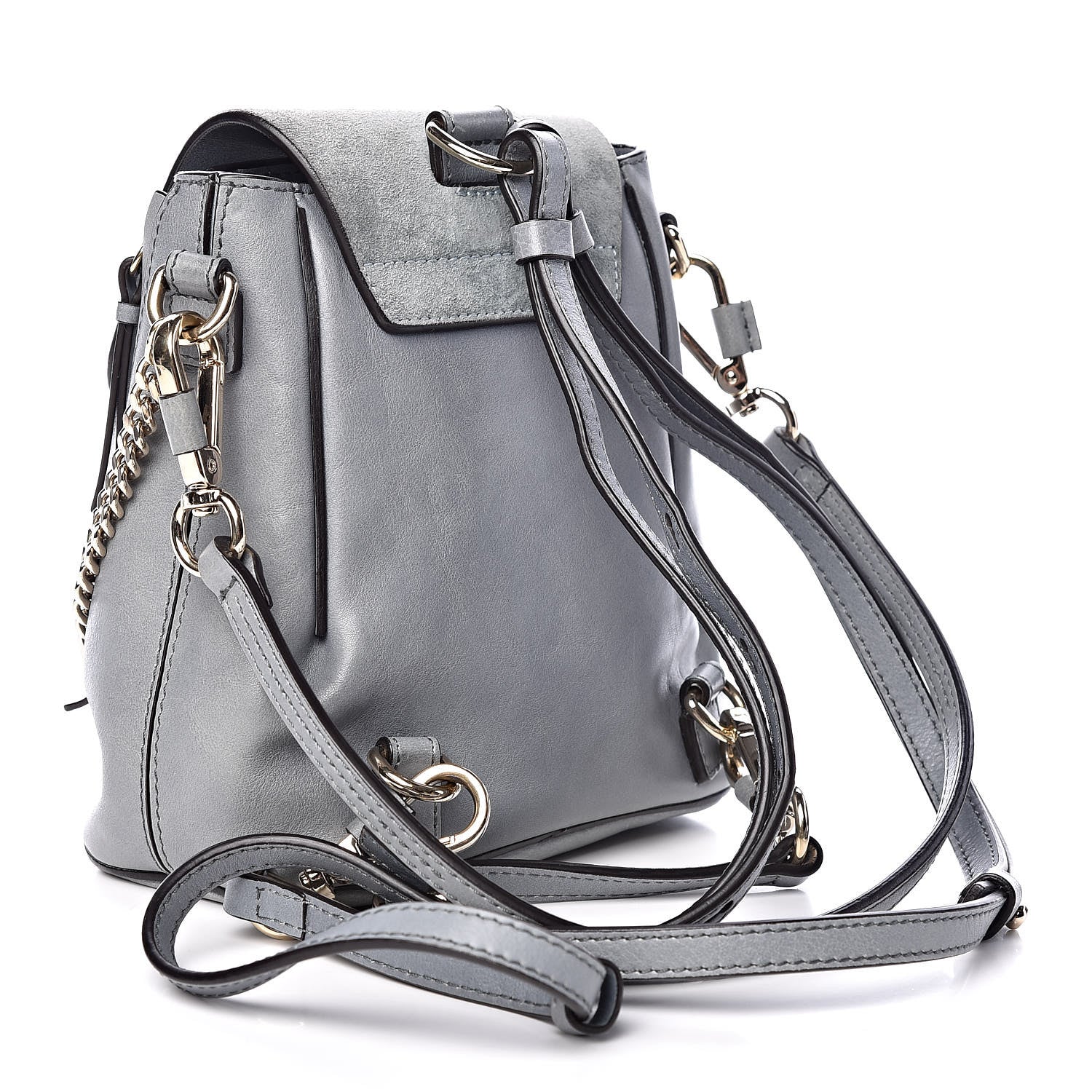 Chloe Suede Calfskin Mini Faye Backpack Cloudy Blue 4 of 15
