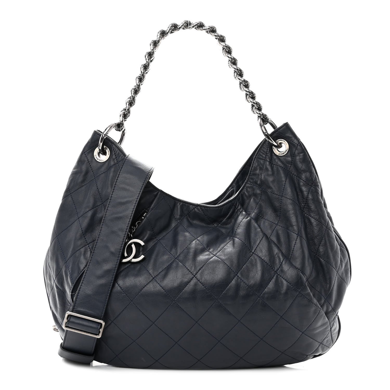 Chanel Calfskin Coco Pleats Hobo Dark Blue 1 of 10