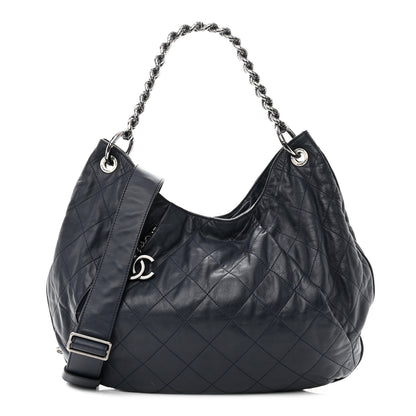 Chanel Calfskin Coco Pleats Hobo Dark Blue 1 of 10