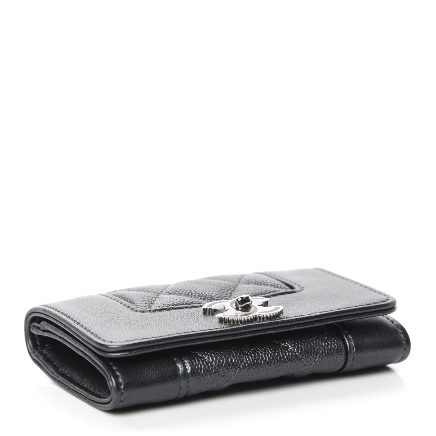 Chanel Caviar Quilted Vintage Mademoiselle Flap Card Holder Black 4 of 8