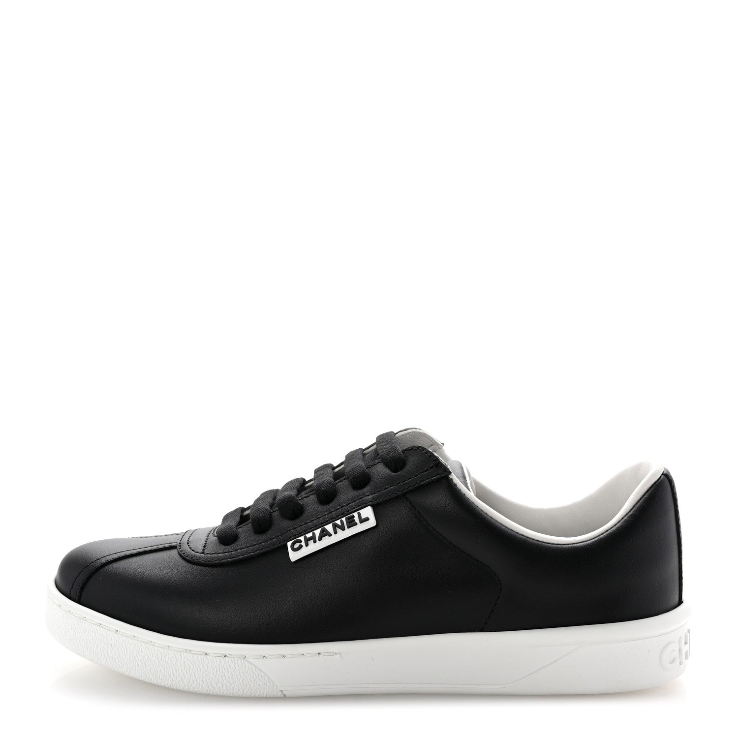 Chanel Calfskin CC Womens Sneakers 35.5 Black 1 of 10