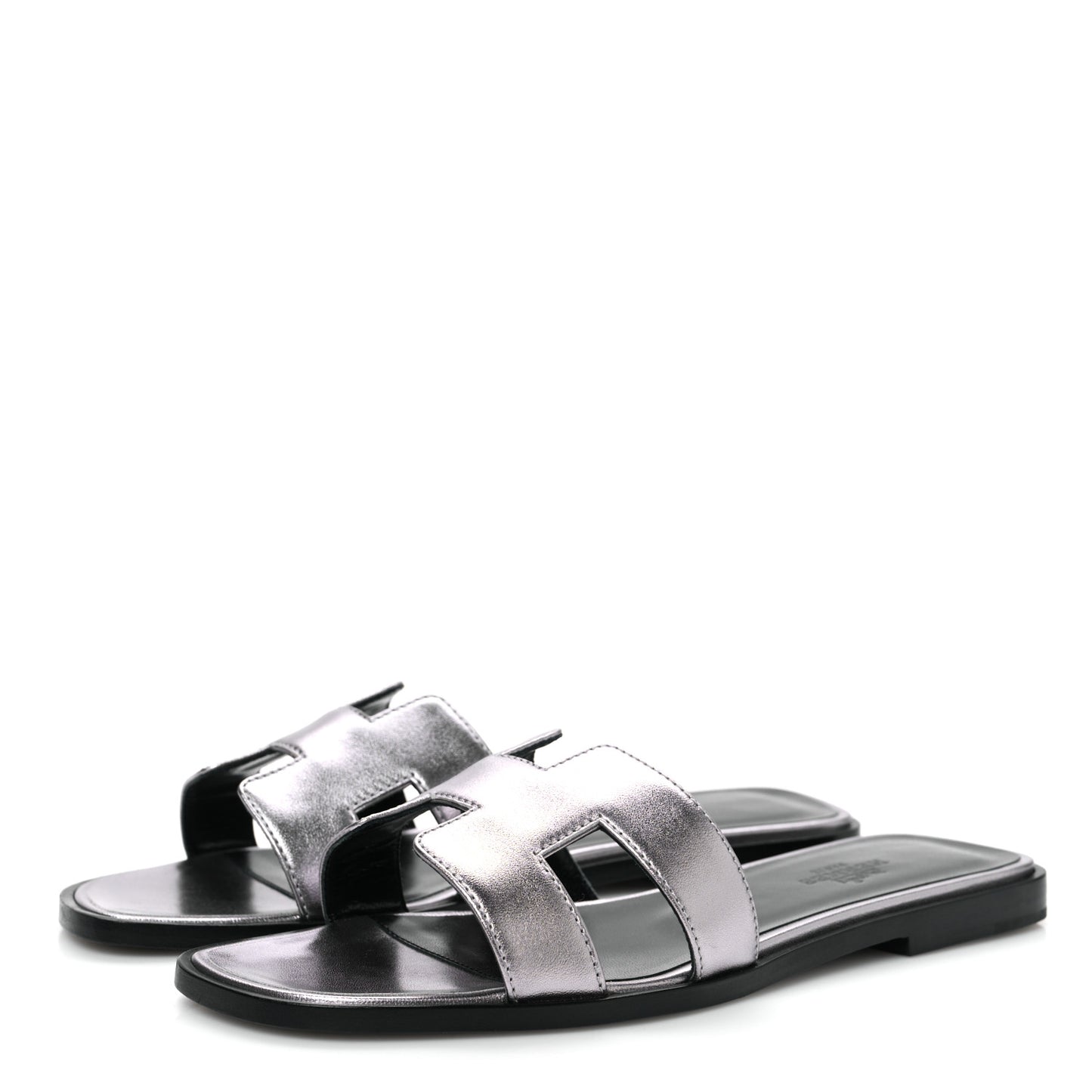 Metallic Nappa Oran Sandals 36 Gris Argente