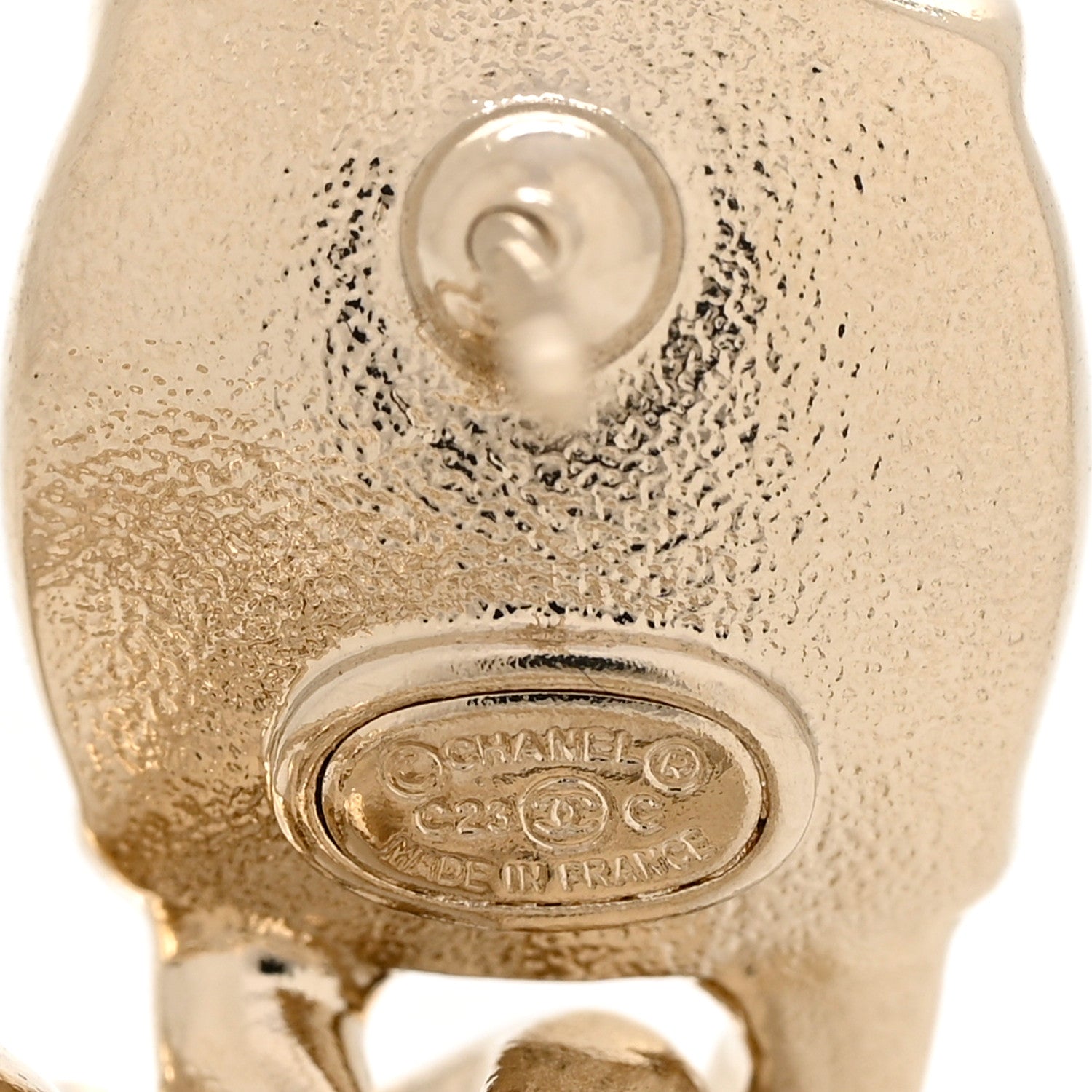 Chanel Metal Strass CC Heart Drop Earrings Gold 4 of 4