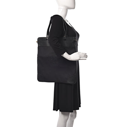 Burberry Canvas Calfskin Crest Embossed Flat Tote Black 2 of 10