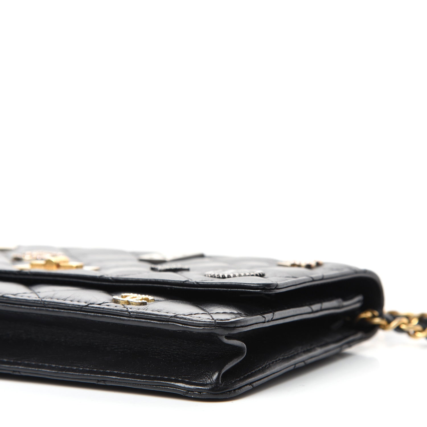 Chanel Aged Calfskin Lucky Charms Casino 2.55 Reissue Wallet on Chain WOC Black 9 of 11