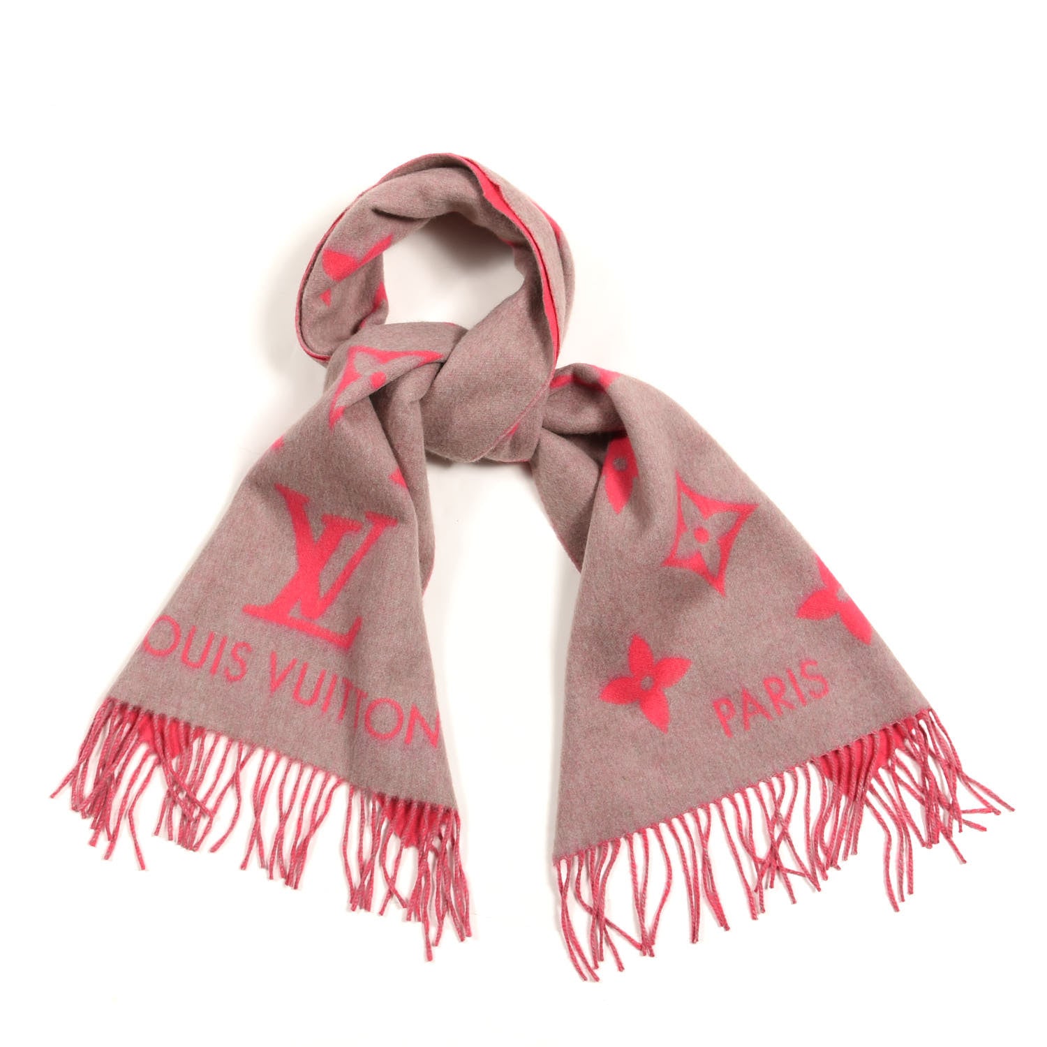 Louis Vuitton Cashmere Monogram Reykjavik Scarf White Pink 1 of 3