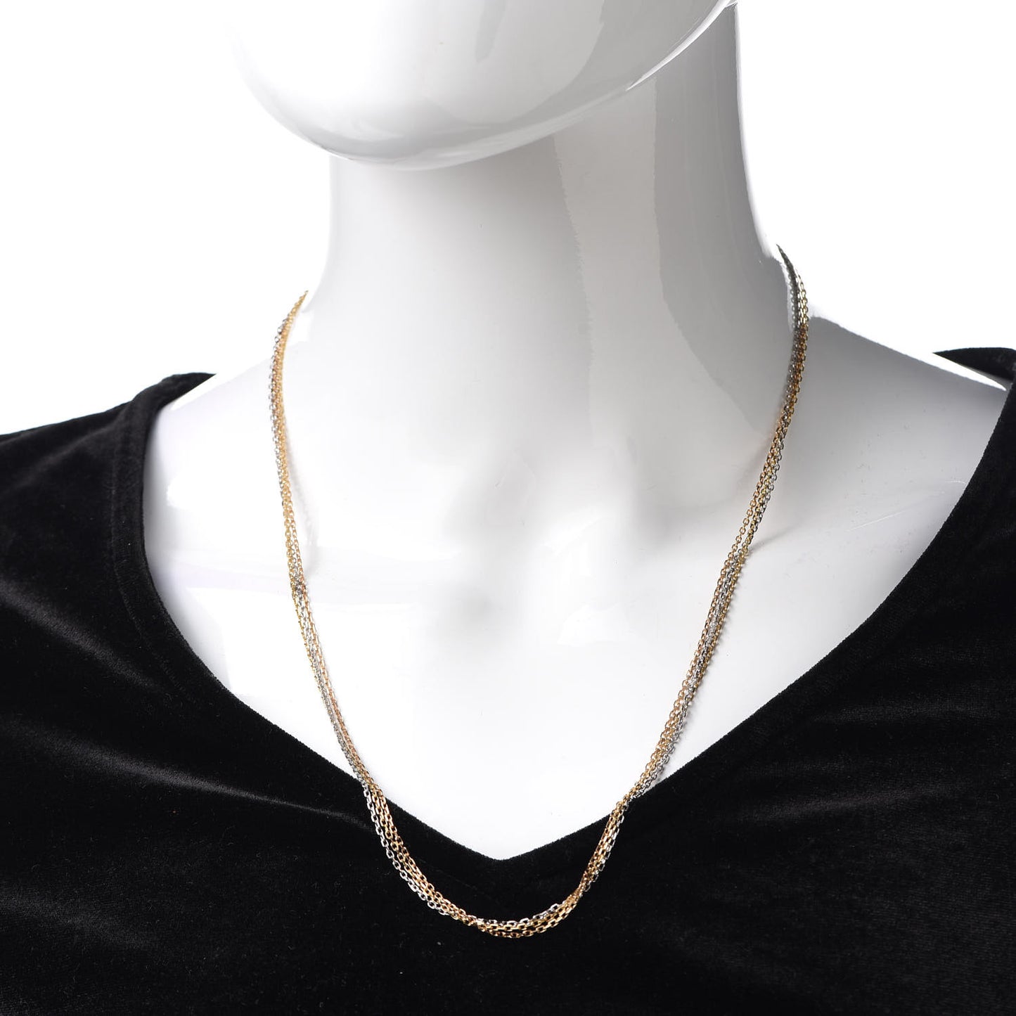 18K Pink Yellow White Gold Three Chain Necklace