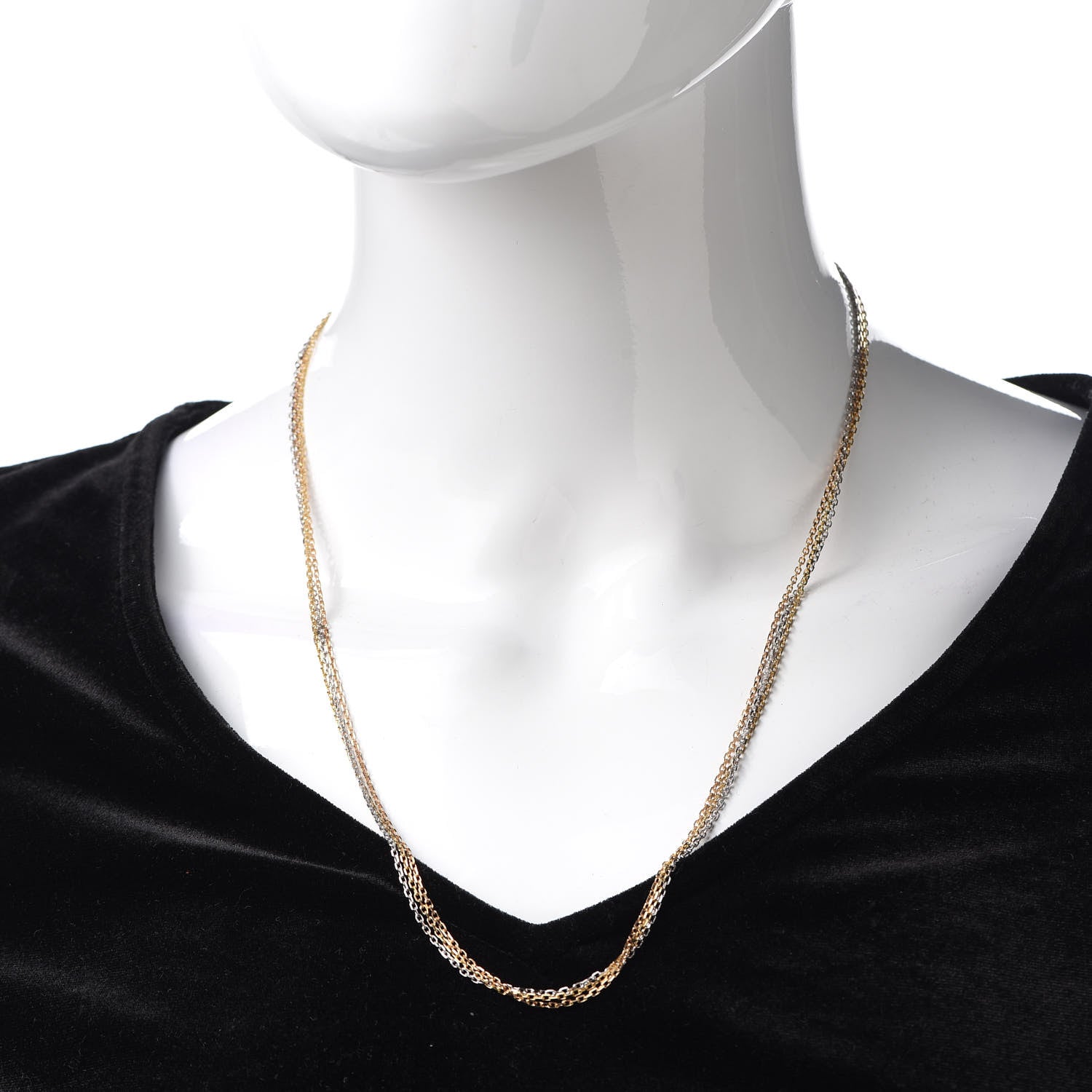 Cartier 18K Pink Yellow White Gold Three Chain Necklace 2 of 5