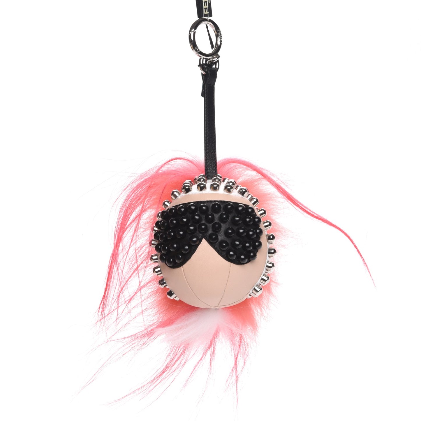 Lambskin Goat Fur Studded Punkarlito Bag Charm Azalea