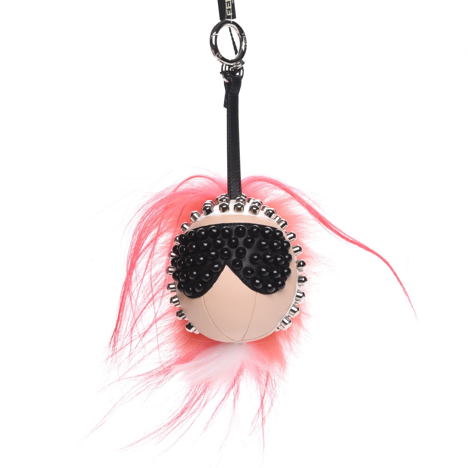 Fendi Lambskin Goat Fur Studded Punkarlito Bag Charm Azalea 1 of 5