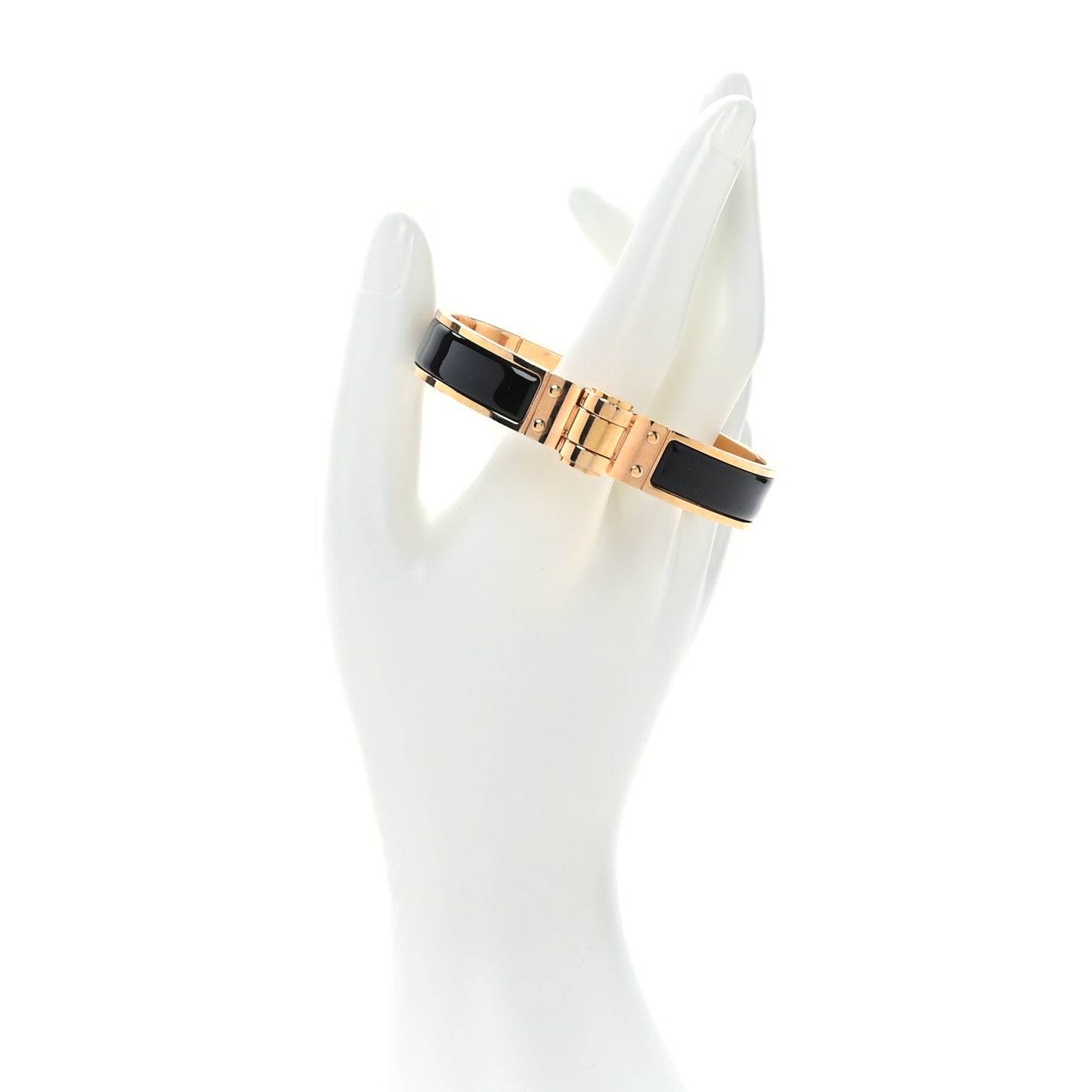 Enamel Charniere Uni Narrow Hinged Bracelet S Black