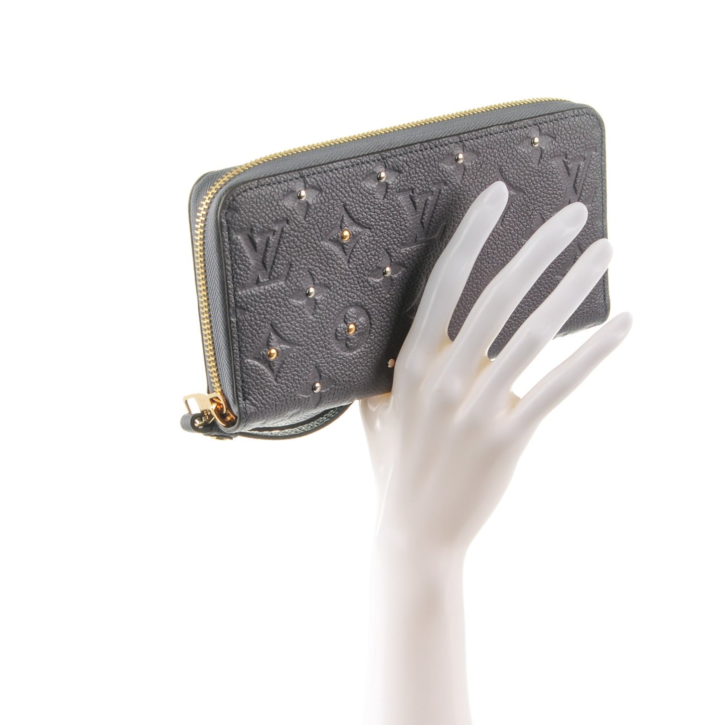 Studded Empreinte Zippy Wallet Gris Silver