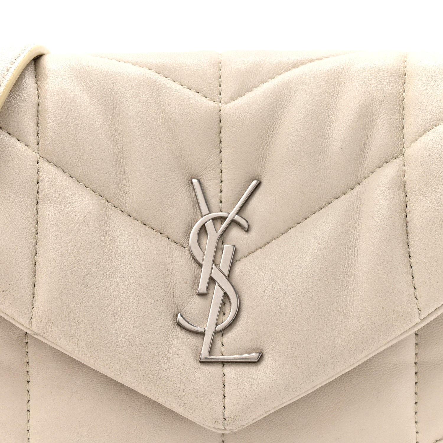 Saint Laurent Lambskin Quilted Toy Loulou Puffer Monogram Chain Satchel Crema Soft Crema Soft 8 of 14