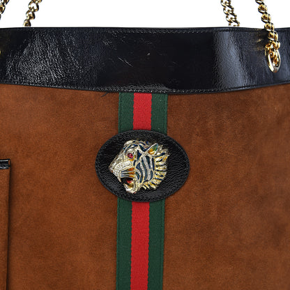 Gucci Suede Patent Large Rajah Chain Tote Nocciola Black 12 of 12