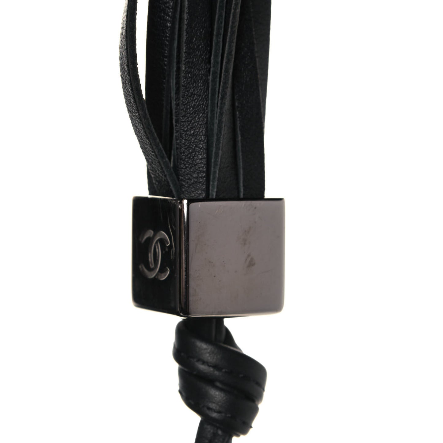 Calfskin Square Stitched Tassel Bag Black