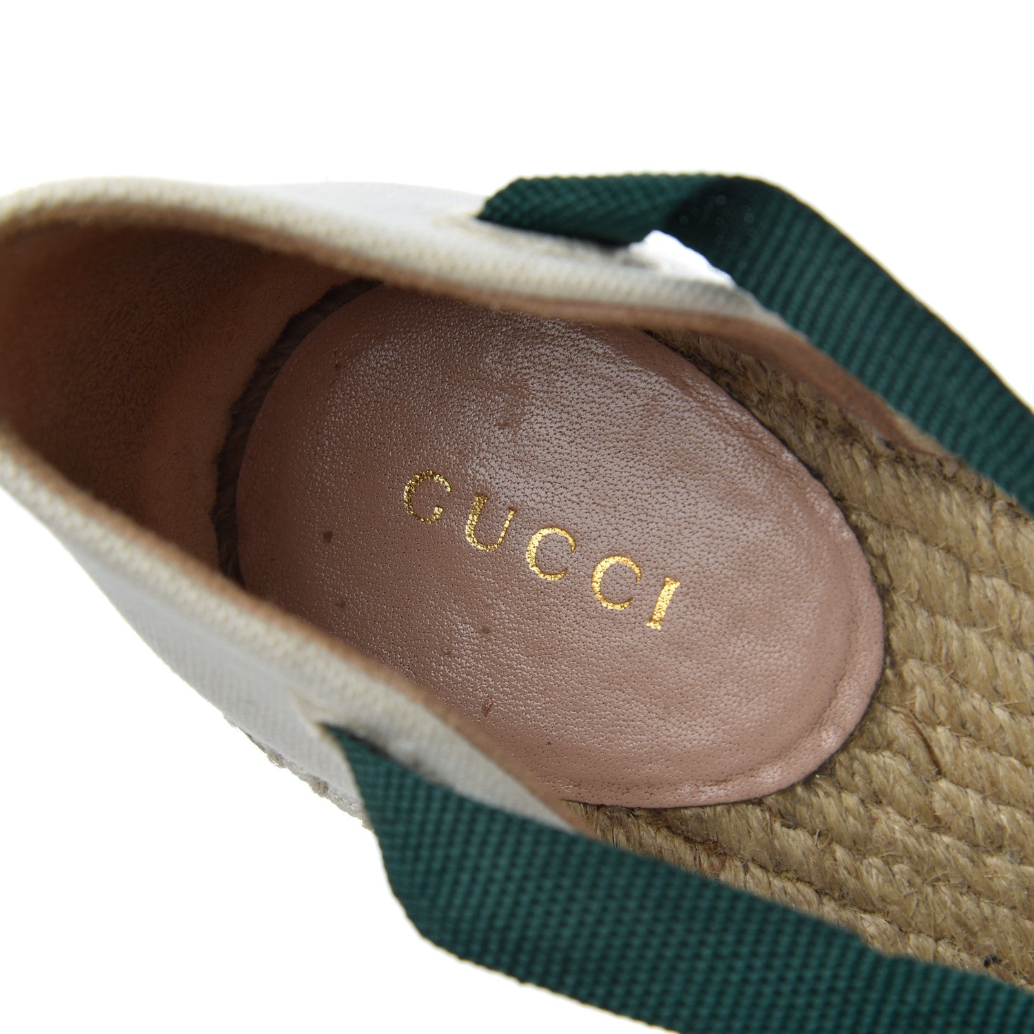 Gucci Canvas Malaga Kid Web Ankle Wrap Espadrille Wedge Sandals 40 Green Red Mystic White Emerald 6 of 19