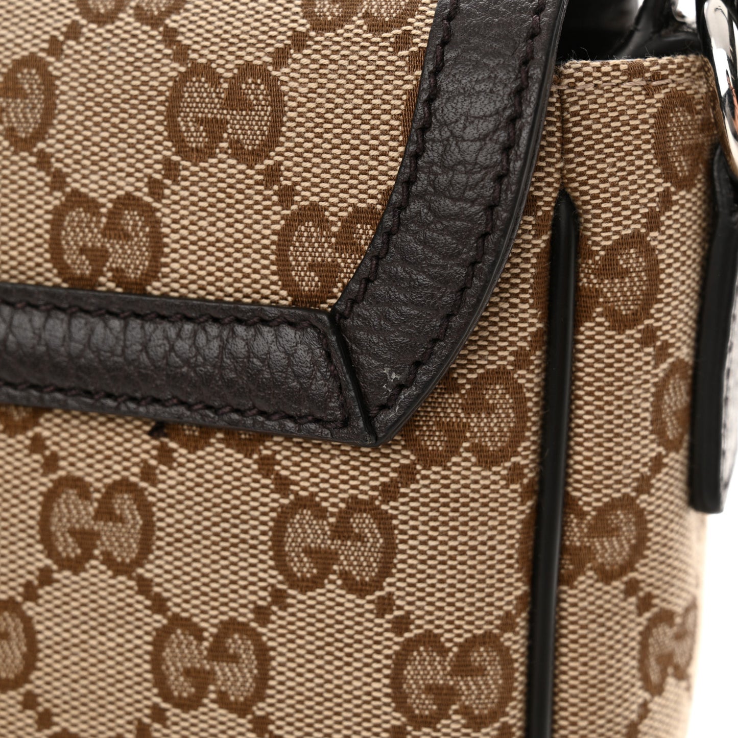 Monogram Flap Messenger Bag Beige Dark Brown