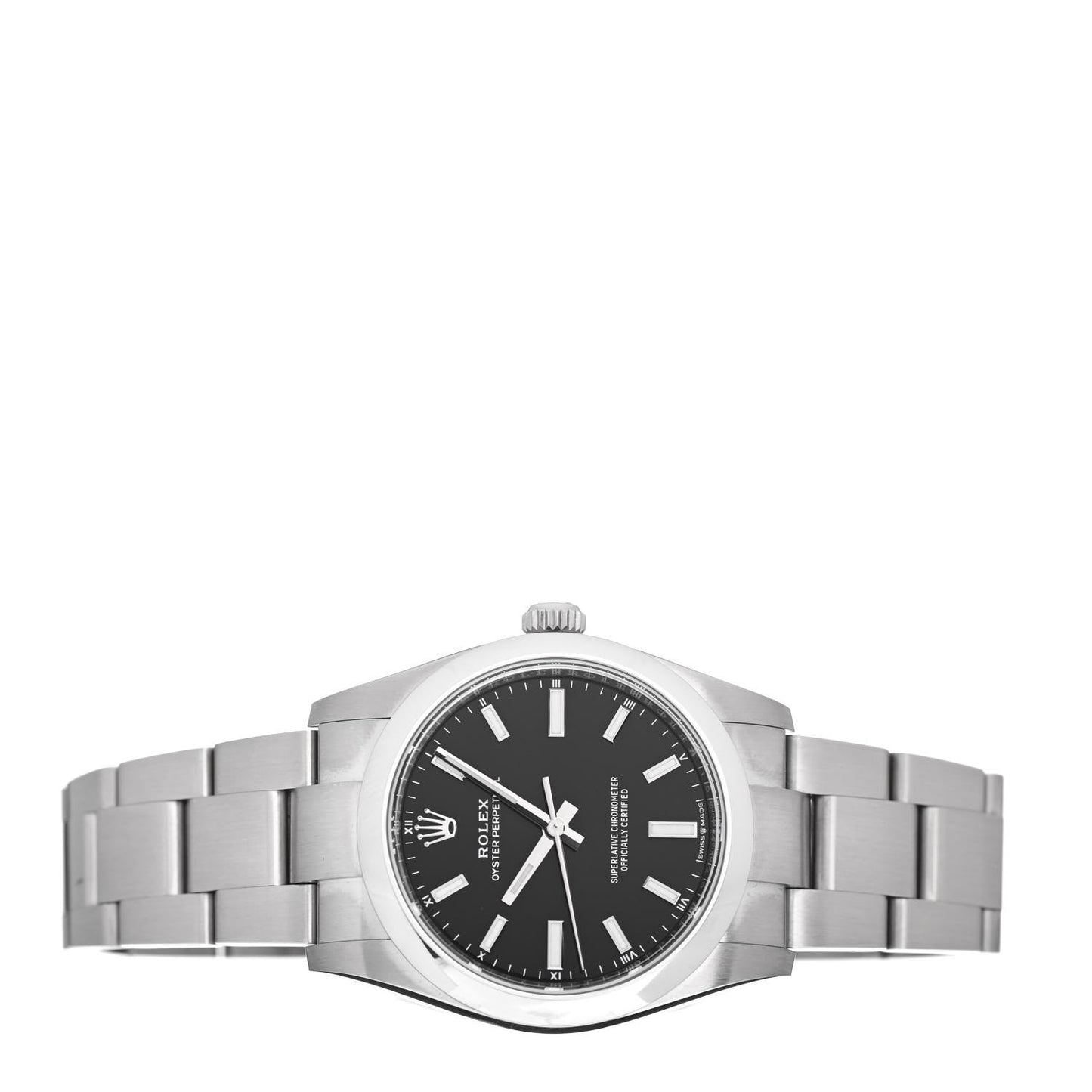 Stainless Steel 34mm Oyster Perpetual Watch Bright Black 124200
