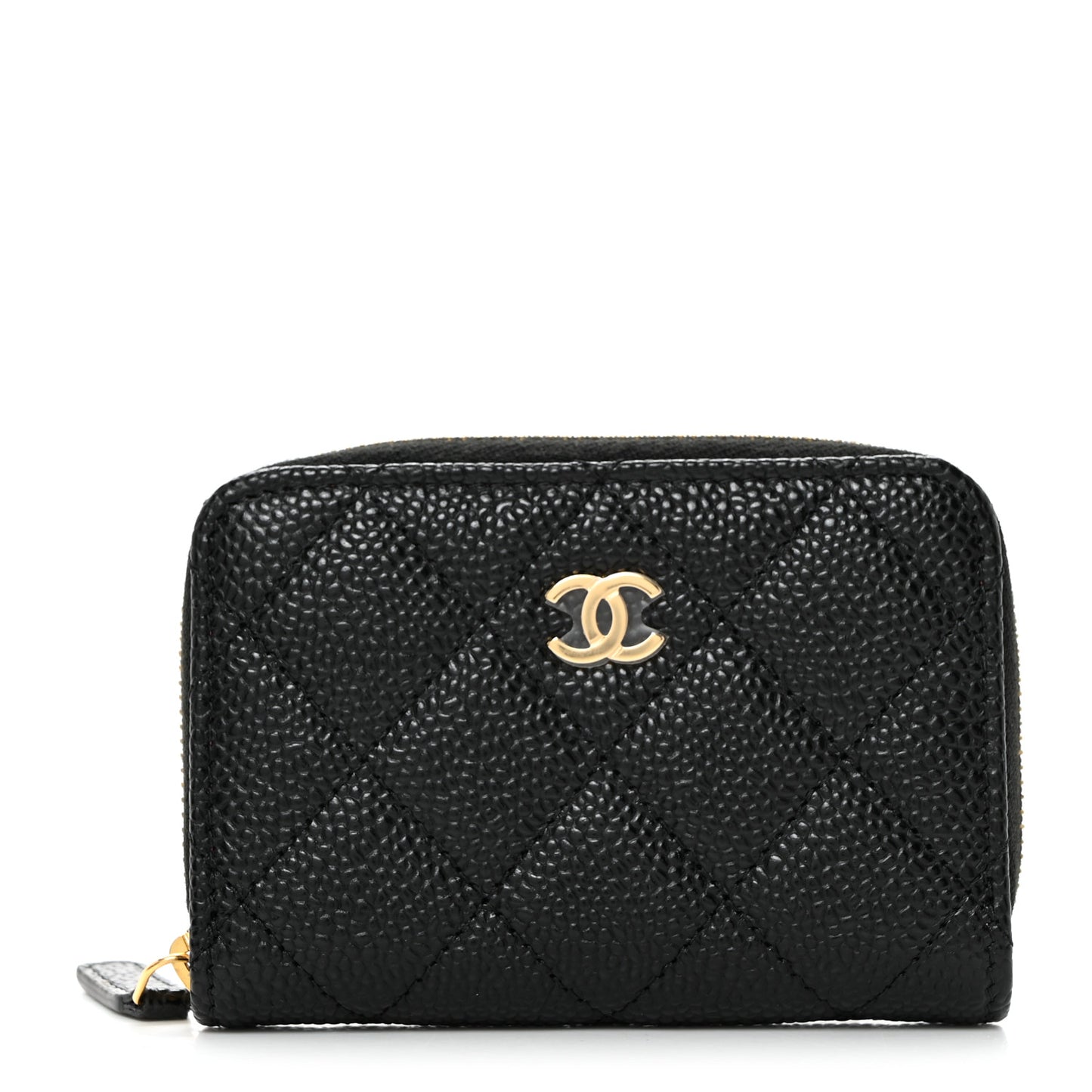 Caviar Quilted Zip Coin Purse Black