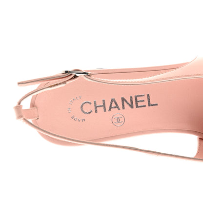 Chanel Patent Calfskin Cap Toe Slingback Flats 38.5 Light Pink 7 of 9