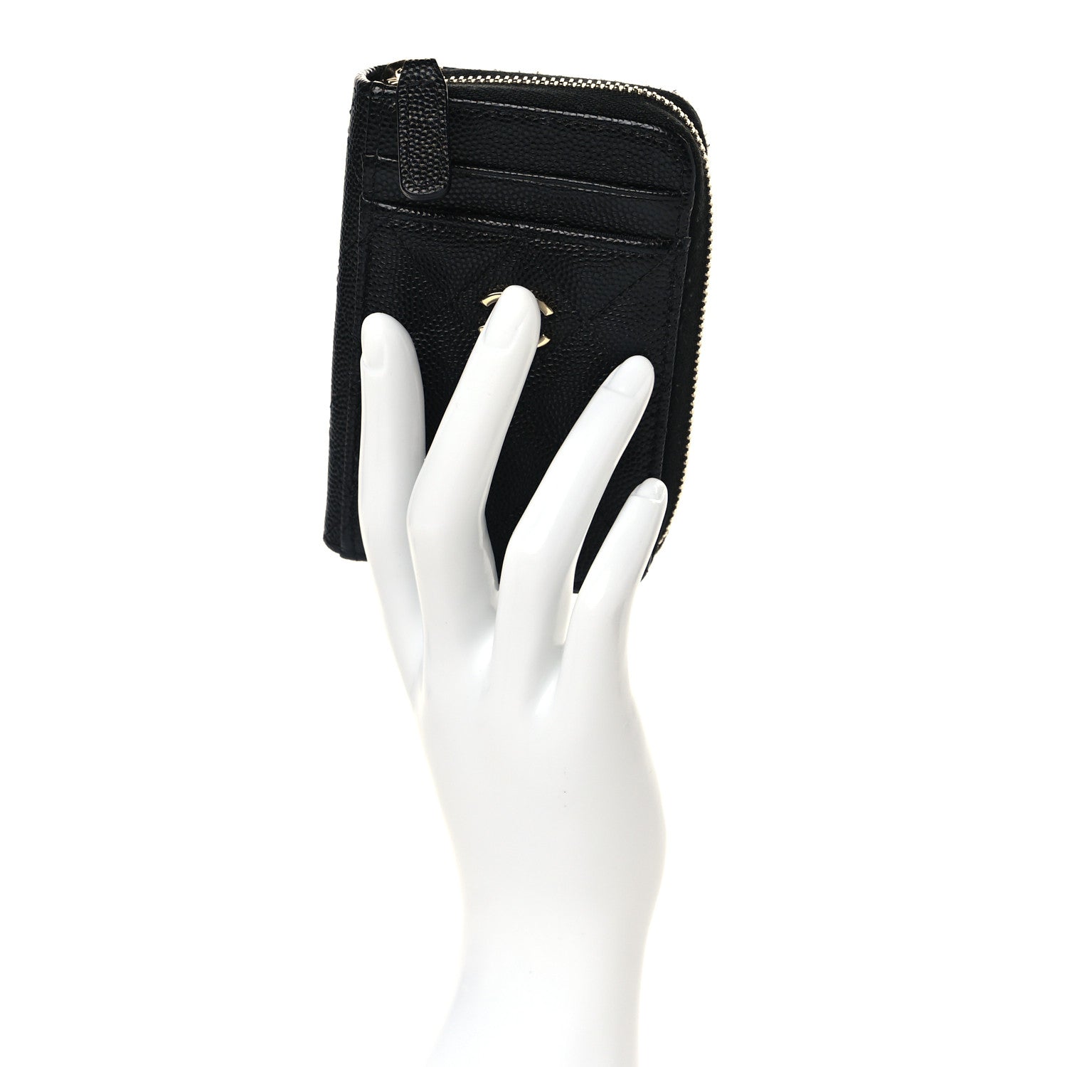 Chanel Caviar Quilted Zip Card Holder Black 2 of 8