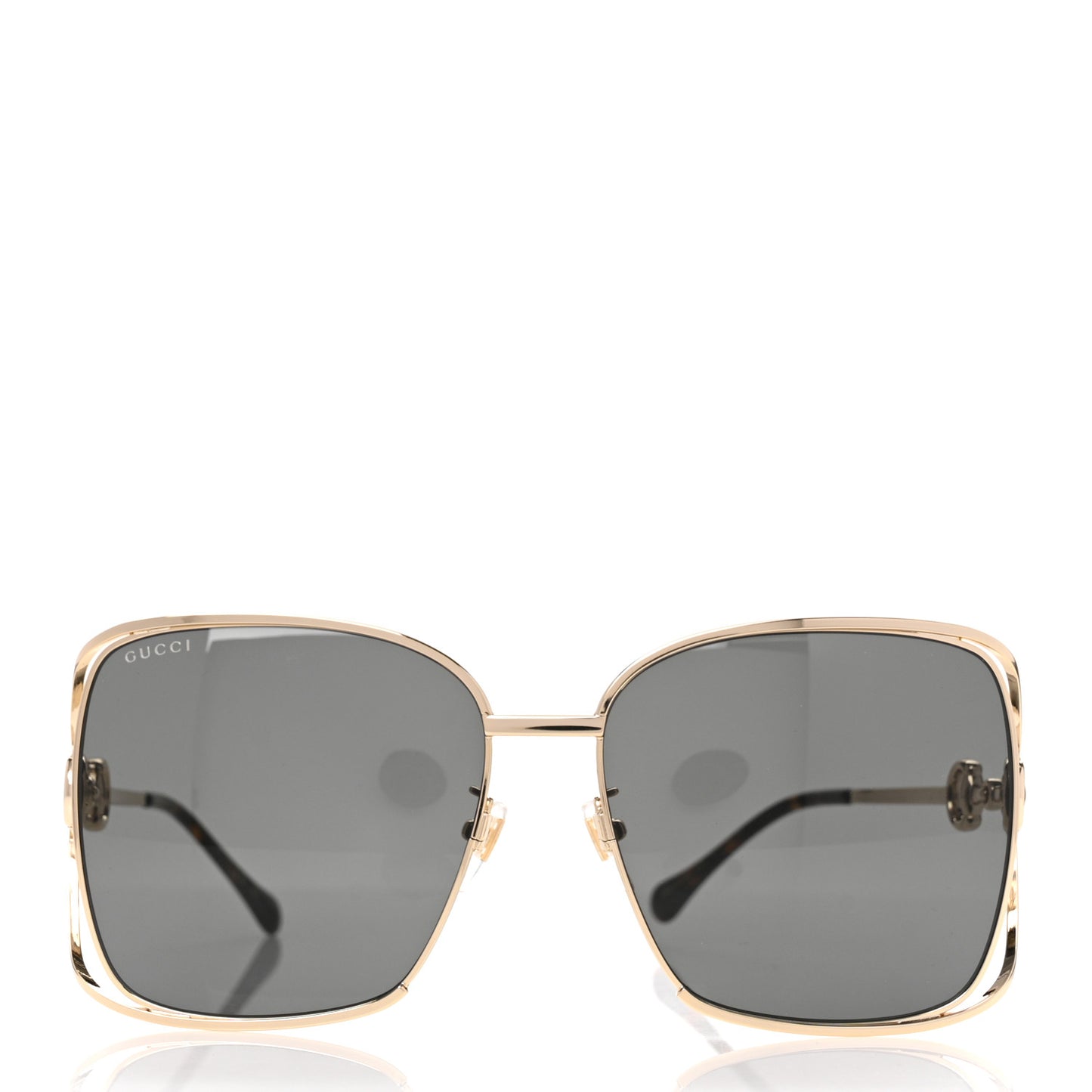 Horsebit Square Frame Sunglasses GG1020S Gold Grey