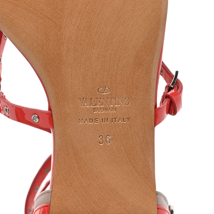 Valentino Garavani Patent Love Latch Gladiator Flat Sandals 36 Deep Coral Poudre 6 of 8