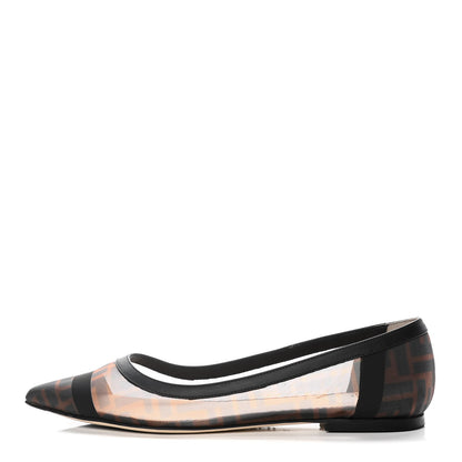 Fendi Mesh FF Skimmer Ballerina Flats 39 Tobacco Moro Black 1 of 10