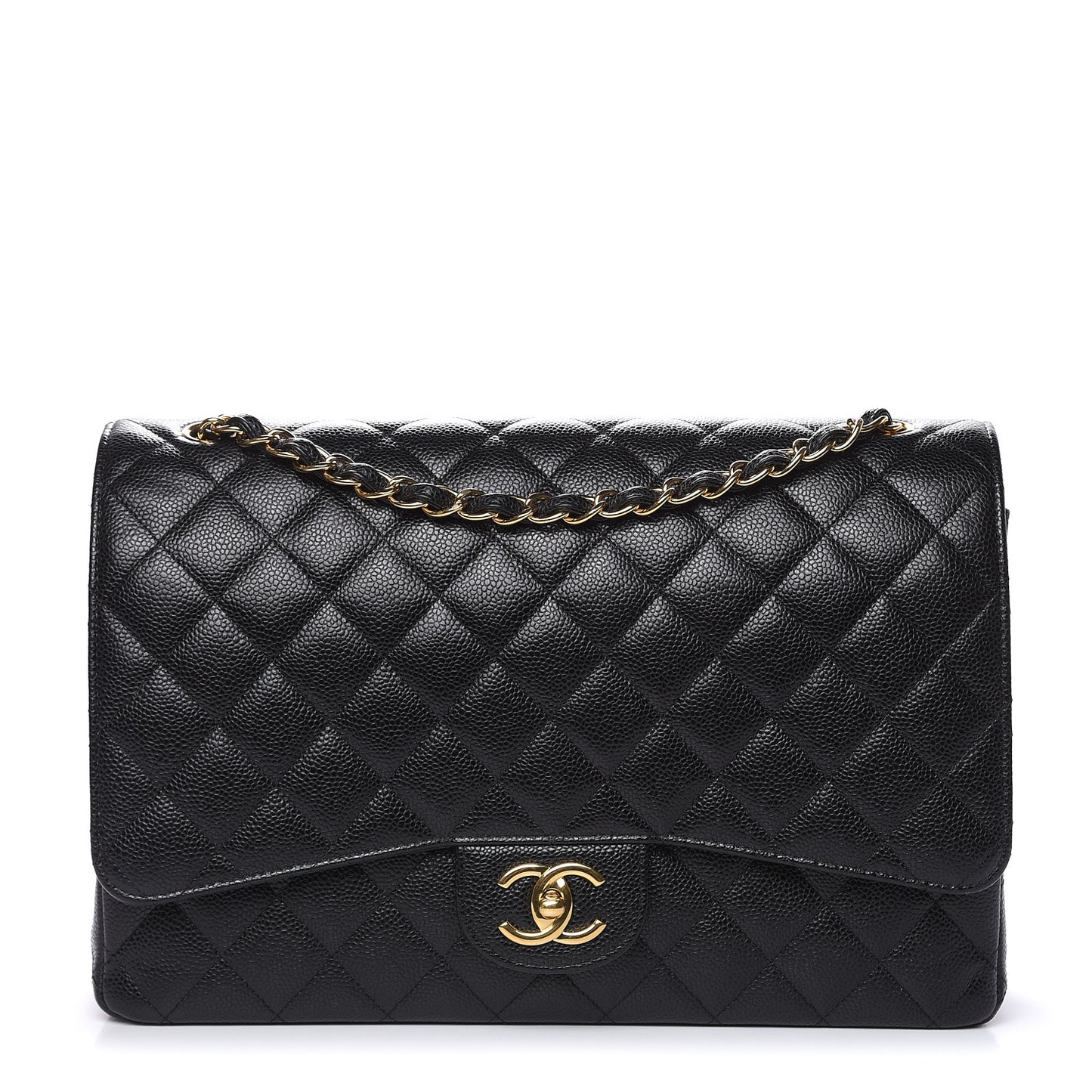 Caviar Quilted Maxi Double Flap Black