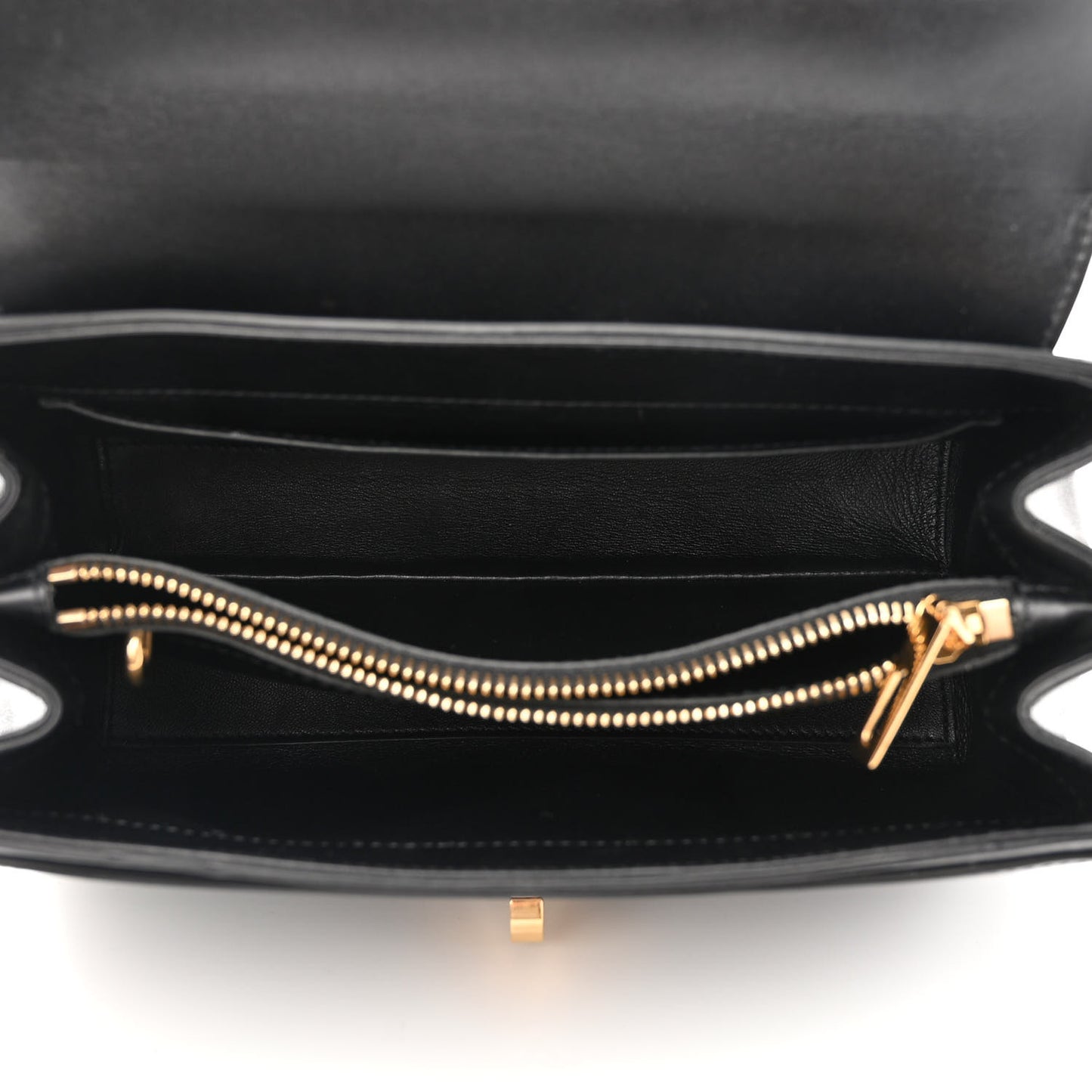 Satinated Calfskin Small 16 Top Handle Bag Black