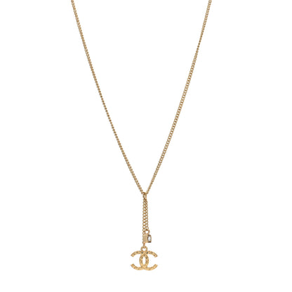 Chanel Crystal Quilted CC Chain Necklace Gold 1 of 4
