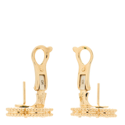 Van Cleef & Arpels 18K Yellow Gold Malachite Vintage Alhambra Earrings 4 of 6