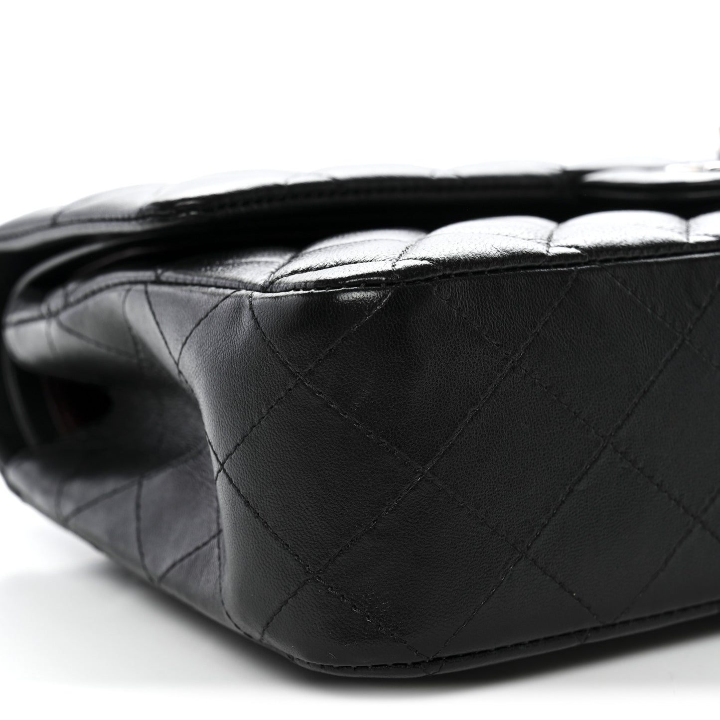 Lambskin Quilted Medium Double Flap Black