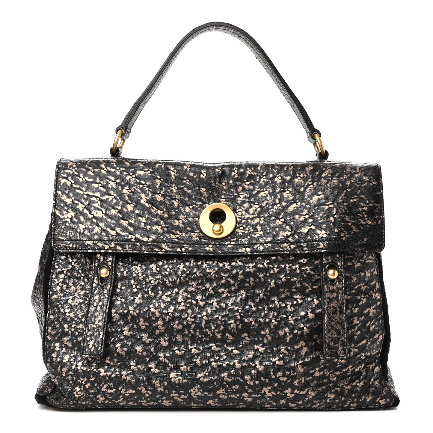 Ostrich Large Muse Two Black Gold