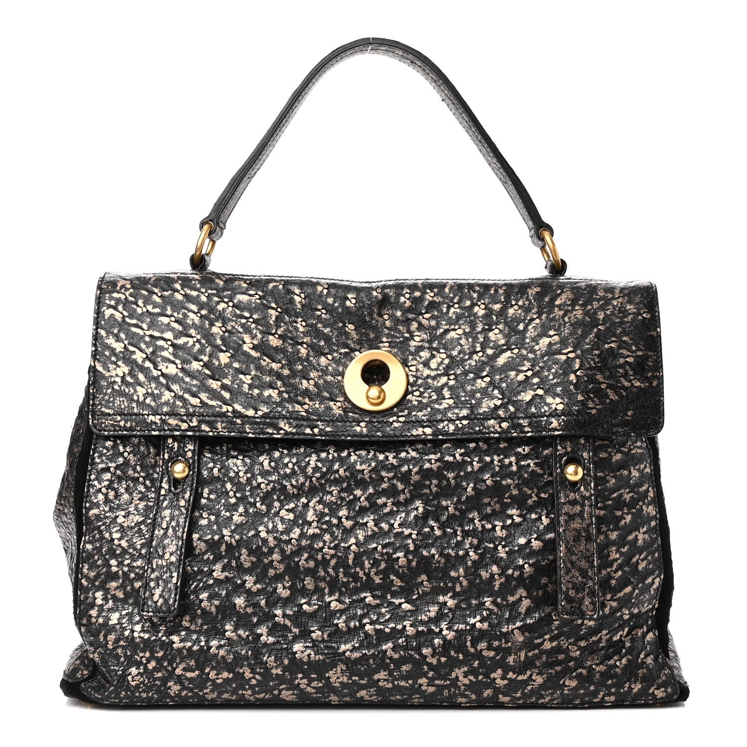 Saint Laurent Ostrich Large Muse Two Black Gold 1 of 11
