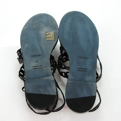 Hermes Calfskin Kalliste Sandals 37 Black 5 of 8