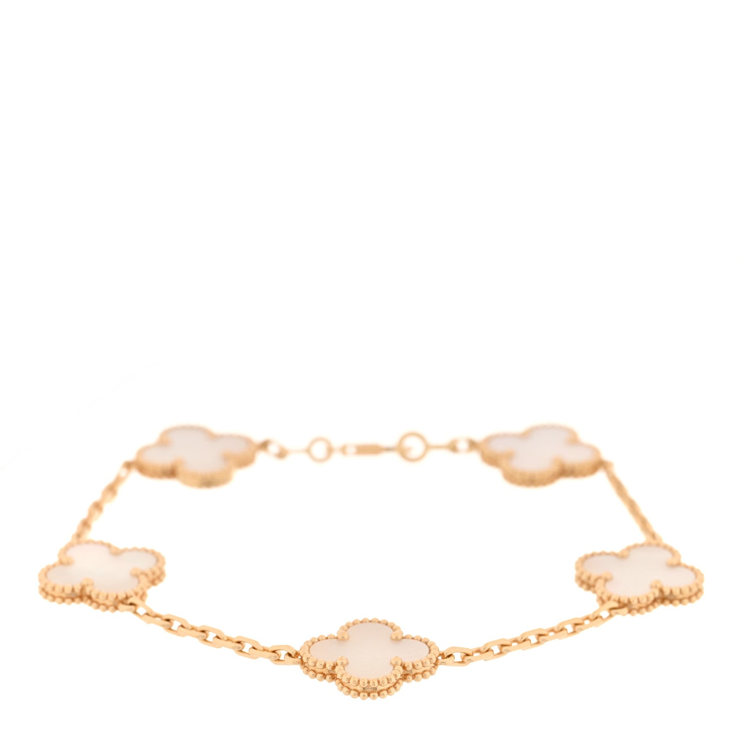 Van Cleef & Arpels 18K Yellow Gold Mother of Pearl 5 Motifs Vintage Alhambra Bracelet 1 of 4