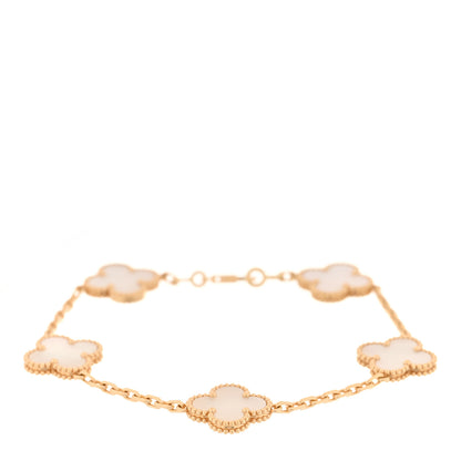 Van Cleef & Arpels 18K Yellow Gold Mother of Pearl 5 Motifs Vintage Alhambra Bracelet 1 of 4
