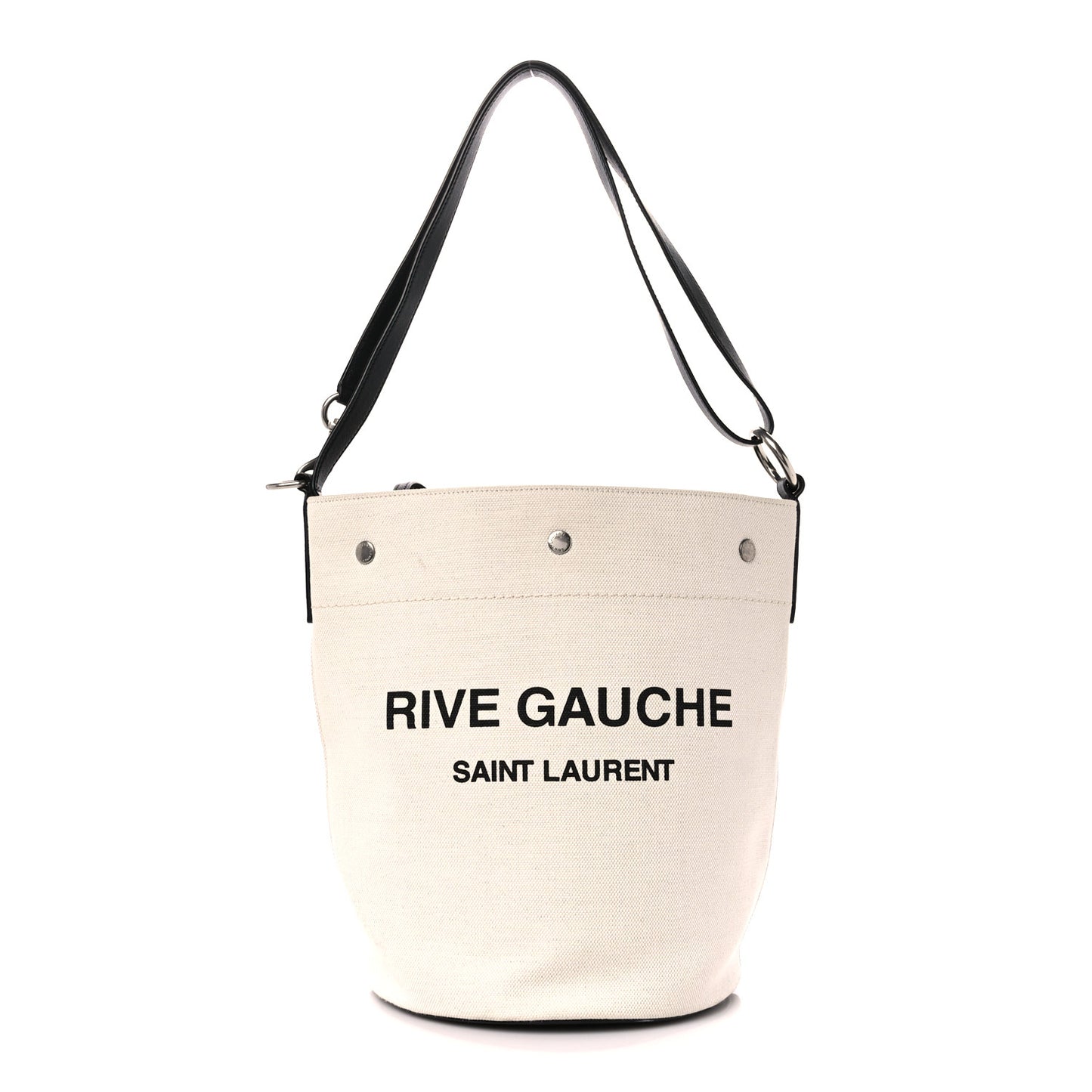 Linen Calfskin Rive Gauche Bucket Bag Greggio Natural