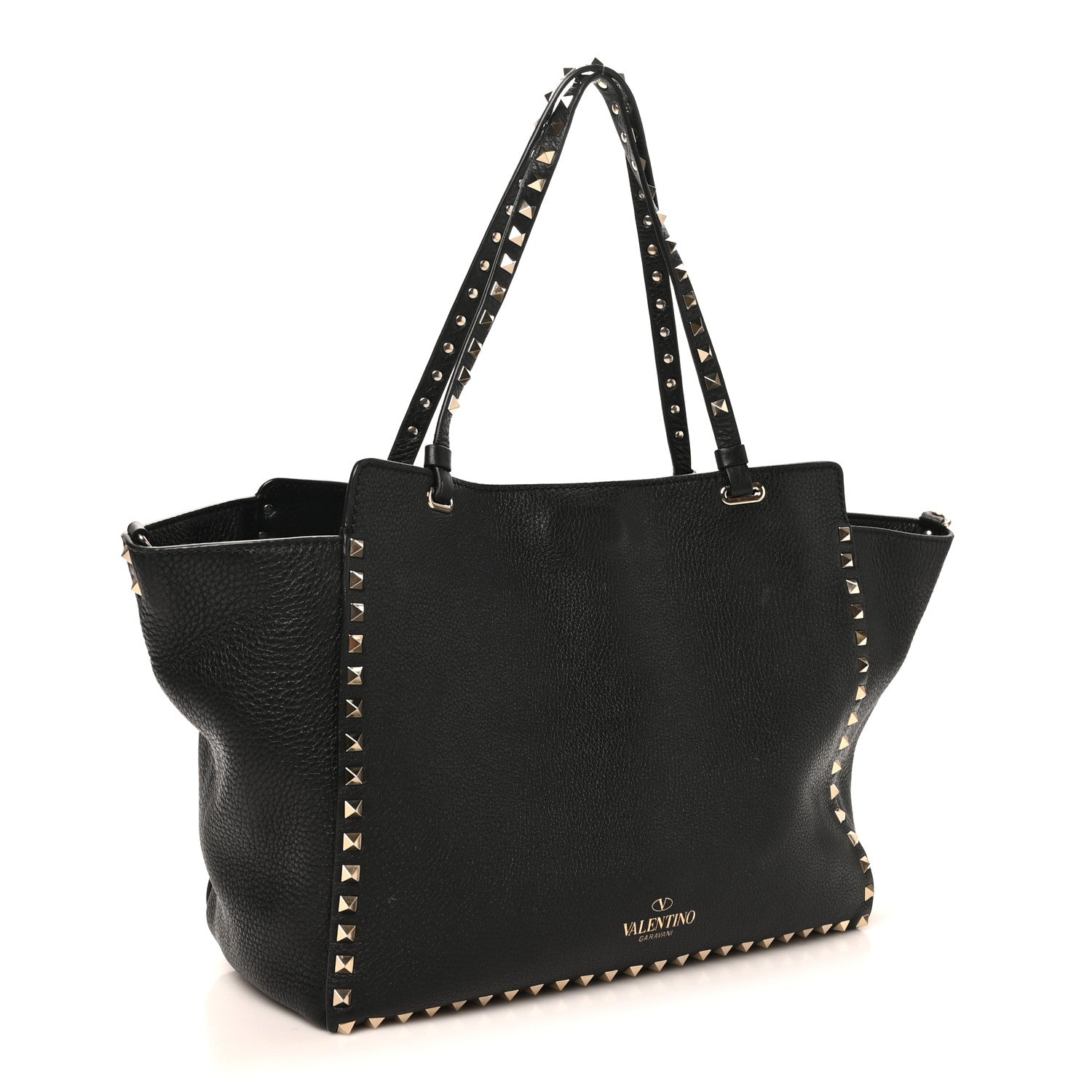 Valentino Garavani Pebbled Calfskin Medium Rockstud Tote Black 3 of 9