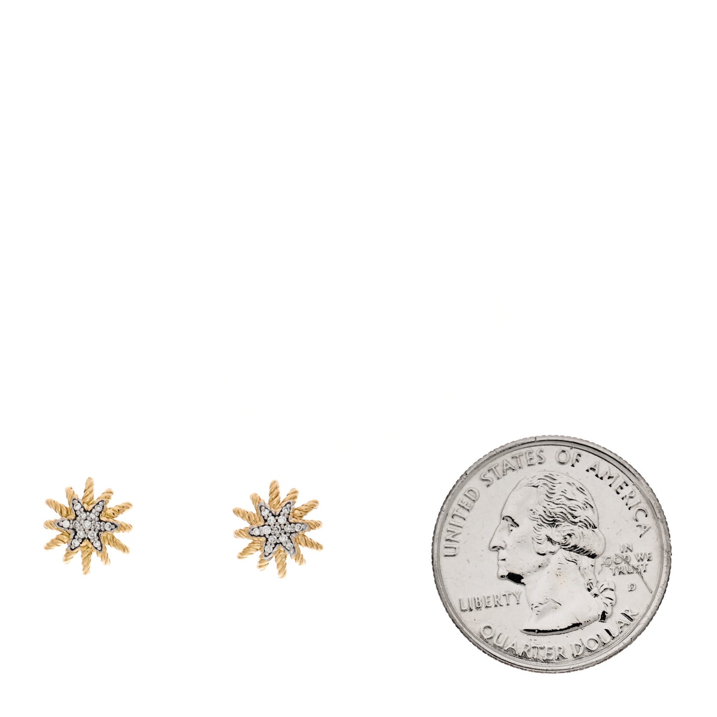 18K Yellow Gold Diamond 10mm Starburst Earrings