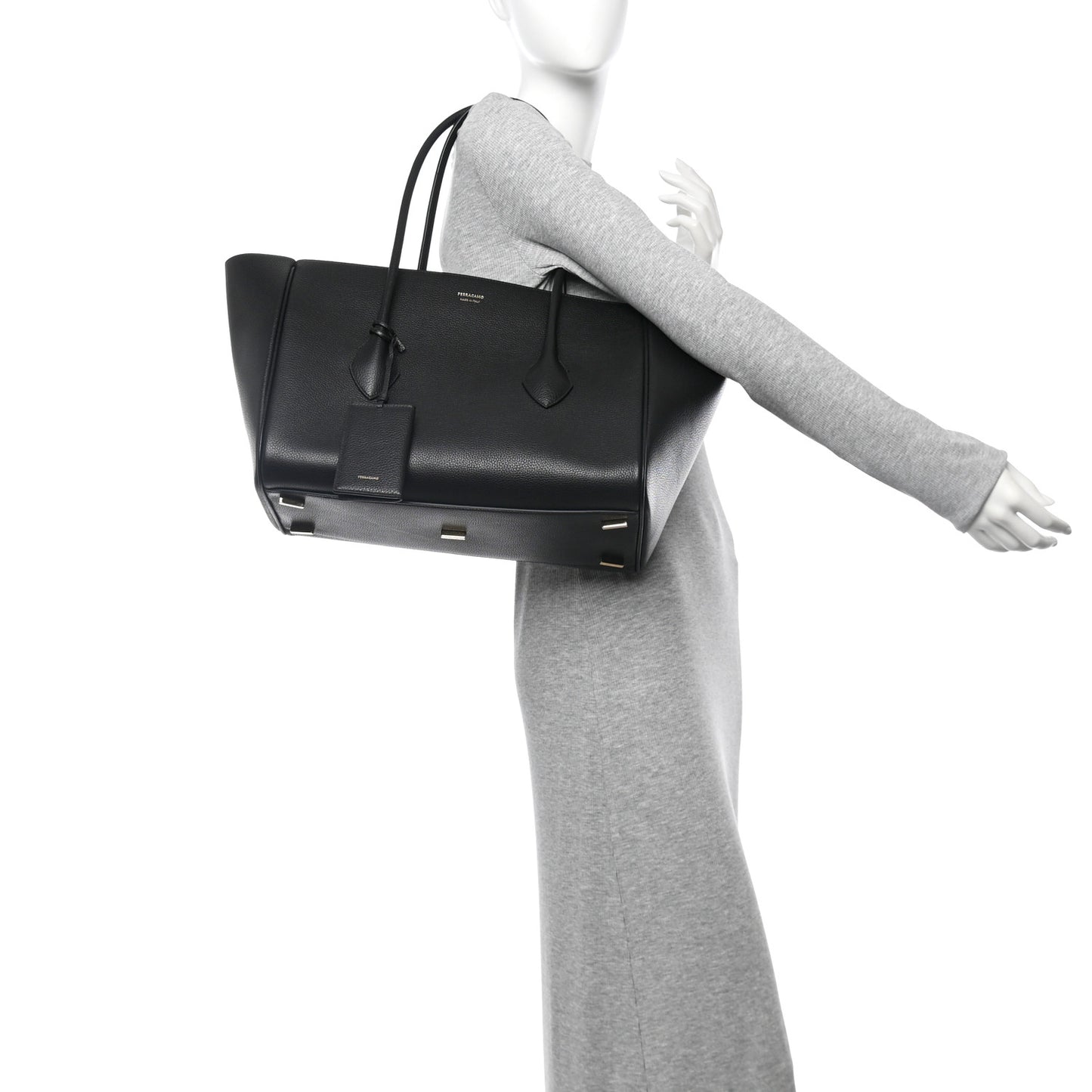 Hammered Calfskin XL East West Tote Bag Black