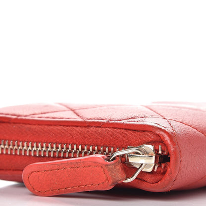 Chanel Lambskin Quilted Small Zip Around Wallet Red 13 of 14